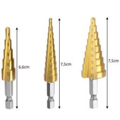 Malatec Set stožčastih svedrov HSS HEX konusna povrtala smrekica 3-20mm + torbica