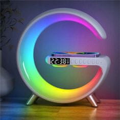 TIMMLUX Namizna RGB LED svetilka z brezžičnim polnilcem / bluetooth zvočnik / FM / USB / micro SD / AUX / ura /alarm