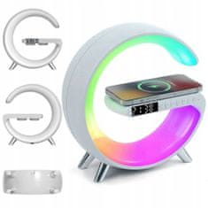TIMMLUX Namizna RGB LED svetilka z brezžičnim polnilcem / bluetooth zvočnik / FM / USB / micro SD / AUX / ura /alarm