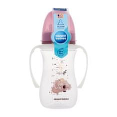 Canpol babies Sleepy Koala Easy Start Anti-Colic Bottle Pink 3m+ antikolična otroška steklenička z svetlečimi ročaji 240 ml