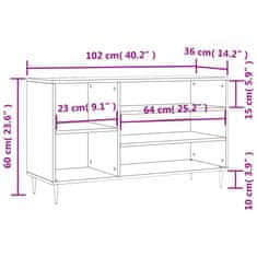 Vidaxl Omarica za čevlje siva sonoma 102x36x60 cm inženirski les