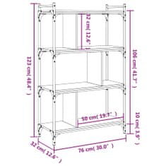 Vidaxl Knjižna omara 4-nadstropna sonoma hrast 76x32x123 cm inž. les