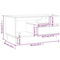 Vidaxl Klubska mizica črna 90x49x45 inženirski les