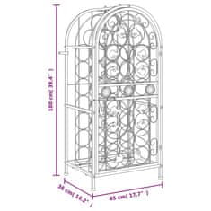 Vidaxl Vinsko stojalo za 33 steklenic črno 45x36x100 cm kovano železo