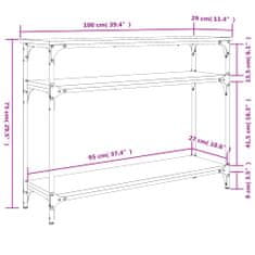 Vidaxl Konzolna mizica črna 100x29x75 cm inženirski les