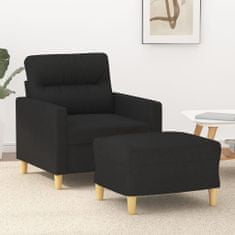 Vidaxl Fotelj s stolčkom za noge črn 60 cm blago