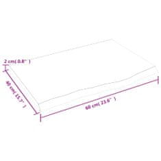 Vidaxl Stenska polica temno rjava 60x40x2 cm trdna hrastovina