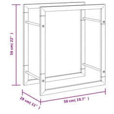 Vidaxl Stojalo za drva 50x28x56 cm nerjaveče jeklo