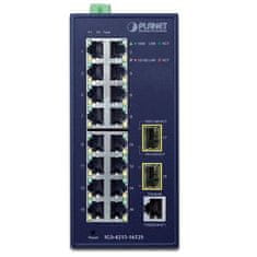 Planet IGS-4215-16T2S industrijsko stikalo L2, 16x1Gb, 2x1Gb SFP, dvojno 12-48VDC, -40~75°C, 1x RJ45 serijska vrata, IP30