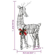 Vidaxl Božični okras družina severnih jelenov 90 LED toplo bela ratan