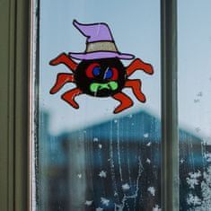 Family Dekoracija okna za noč čarovnic - barvit, bleščeč pajek
