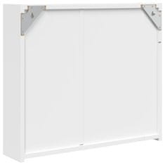 Greatstore Kopalniška omarica z ogledalom z LED lučko bela 60x13x52 cm