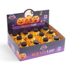 Family Viseča buča svetilka za noč čarovnic - RGB LED - oranžna / črna - na baterije