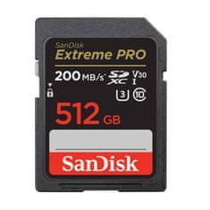 SanDisk Pomnilniška kartica EXTREME PRO SDXC 512 GB 200/140 MB/s UHS-I U3 (SDSDXXD-512G-GN4IN)