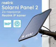 Reolink Solarni Panel 2, 6 W, solarno napajanje kamer serije Argus/Go/Duo/TrackMix, 4 m kabel, USB-C, črn