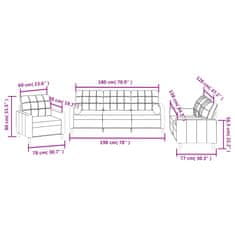 Vidaxl Sedežna garnitura z vzglavniki 3-delna taupe blago