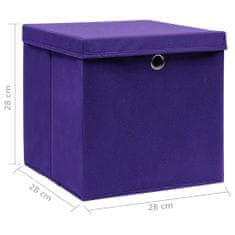 Vidaxl Škatle s pokrovi 4 kosi 28x28x28 cm vijolične