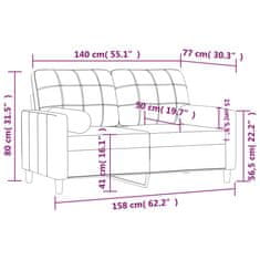 Vidaxl Kavč dvosed z blazinami krem 140 cm blago