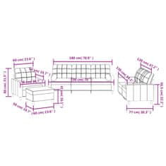 Vidaxl Sedežna garnitura 4-delna z vzglavniki rjavo blago