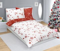 Vključeno posteljnino MIKROFLANEL - 140x200, 70x90 cm - Snežinke terra, bela