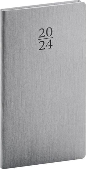 Dnevnik 2024: Capys - srebro, žepek, 9 × 15,5 cm