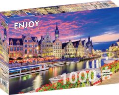 ENJOY Puzzle Gent ob mraku, Belgija 1000 kosov