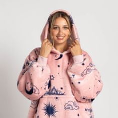 Svilanit hoodie odeja z rokavi, Pink vesolje + nogavice