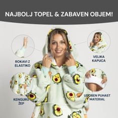 Svilanit hoodie odeja z rokavi, avokado + nogavice