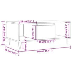 Vidaxl Klubska mizica dimljeni hrast 90x50x36,5 cm inženirski les