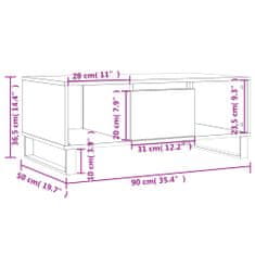 Vidaxl Klubska mizica sonoma hrast 90x50x36,5 cm inženirski les