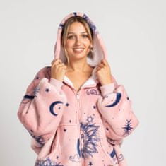 Svilanit hoodie odeja z zadrgo, Pink vesolje + nogavice