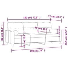 Vidaxl Kavč trosed z blazinami črn 180 cm blago