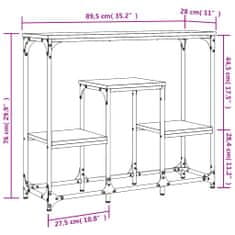 Vidaxl Klubska mizica siva sonoma 89,5x28x76 cm inženirski les