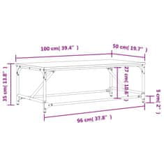 Vidaxl Klubska mizica črna 100x50x35 cm inženirski les