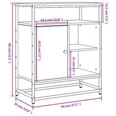 Vidaxl Komoda črna 69x35x80 cm inženirski les