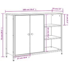 Vidaxl Komoda sonoma hrast 100x33x75 cm inženirski les