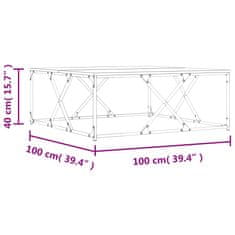 Vidaxl Klubska mizica dimljeni hrast 100x100x40 cm inženirski les