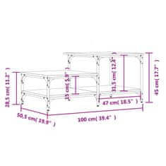 Vidaxl Klubska mizica dimljeni hrast 100x50,5x45 cm inženirski les