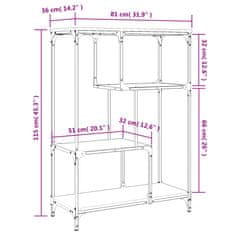 Vidaxl Knjižna polica rjavi hrast 81x36x115 cm inž. les in železo