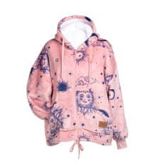 Svilanit hoodie odeja z zadrgo, Pink vesolje + nogavice