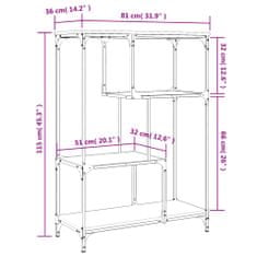 Vidaxl Knjižna polica sonoma hrast 81x36x115 cm inž. les in železo