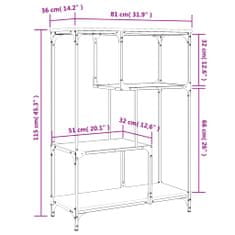 Vidaxl Knjižna polica siva sonoma 81x36x115 cm inž. les in železo