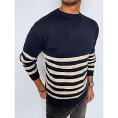 Dstreet Moški črtasti pulover LINES temno modre barve wx2134 2XL-3XL