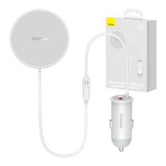 BASEUS CW01 magnetni nosilec za rešetko v avtomobilu s polnilnikom USB, 15W + 25W (bela)