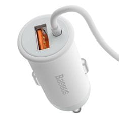 BASEUS CW01 magnetni nosilec za rešetko v avtomobilu s polnilnikom USB, 15W + 25W (bela)