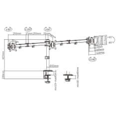 Gembird Namizni nosilec za 3 monitorje MA-D3-01, nagibni, do 27" in 7 kg, črn