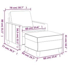 Vidaxl Fotelj s stolčkom za noge krem 60 cm umetno usnje