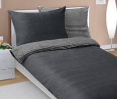 Vključeno posteljno perilo MIKROFLANEL - 140x200, 70x90 cm - Črtasto siva