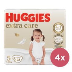 4x HUGGIES Extra Care 5 pleničke za enkratno uporabo (12-17 kg) 28 kosov