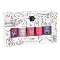 shumee Kids Party set lakov za nohte Sheepy 8 ml + Polly 8 ml + Cookie 8 ml + Kitty 8 ml + Piglou 8 ml